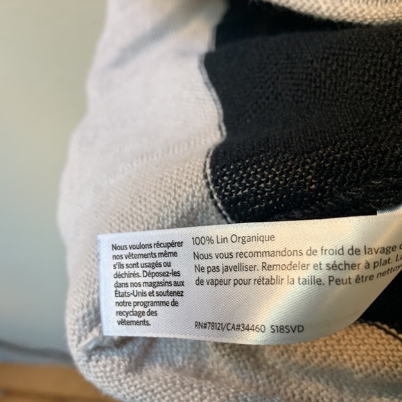 Eileen Fisher Tan Black Stripe Linen Sweater Neutral Relaxed Tunic Lagenlook M - Picture 13 of 13